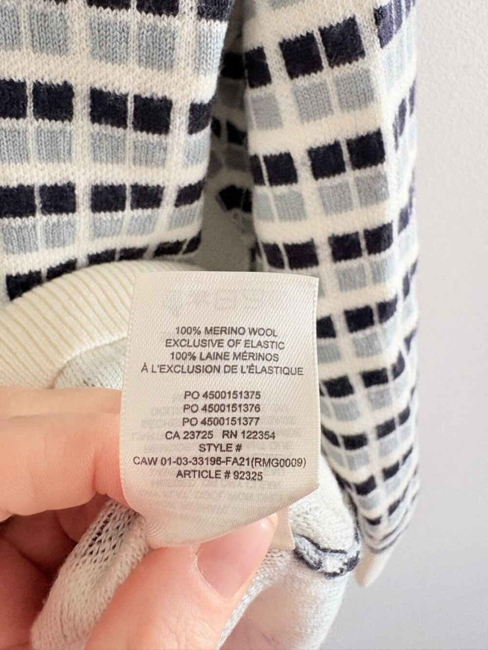 Aritzia Babaton Lacer Merino Wool Cardigan Cream Blue Black Size Small - Picture 6 of 6